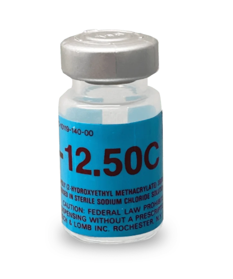 Historic Bausch and Lomb SofLens vial from the 1971 U.S. launch.