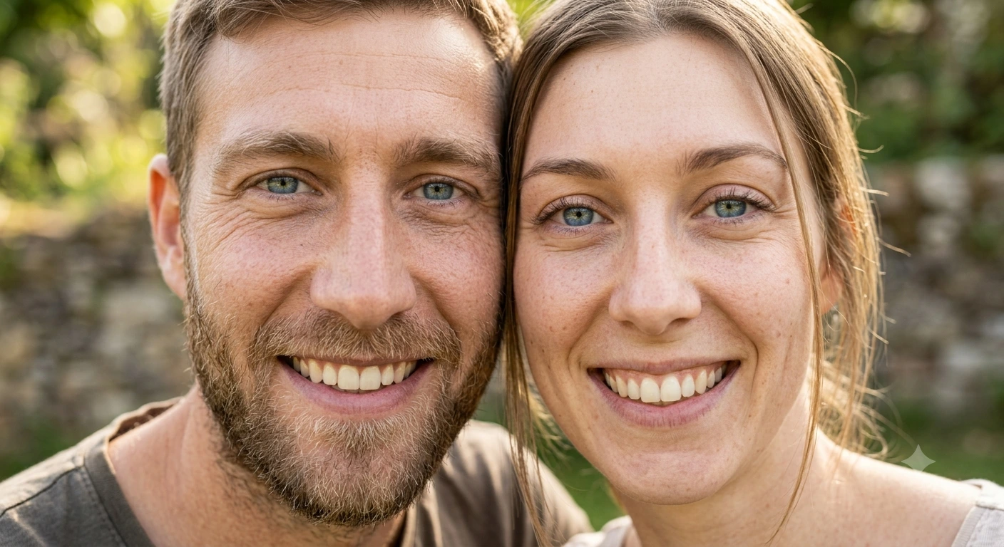 Couple with blue eyes