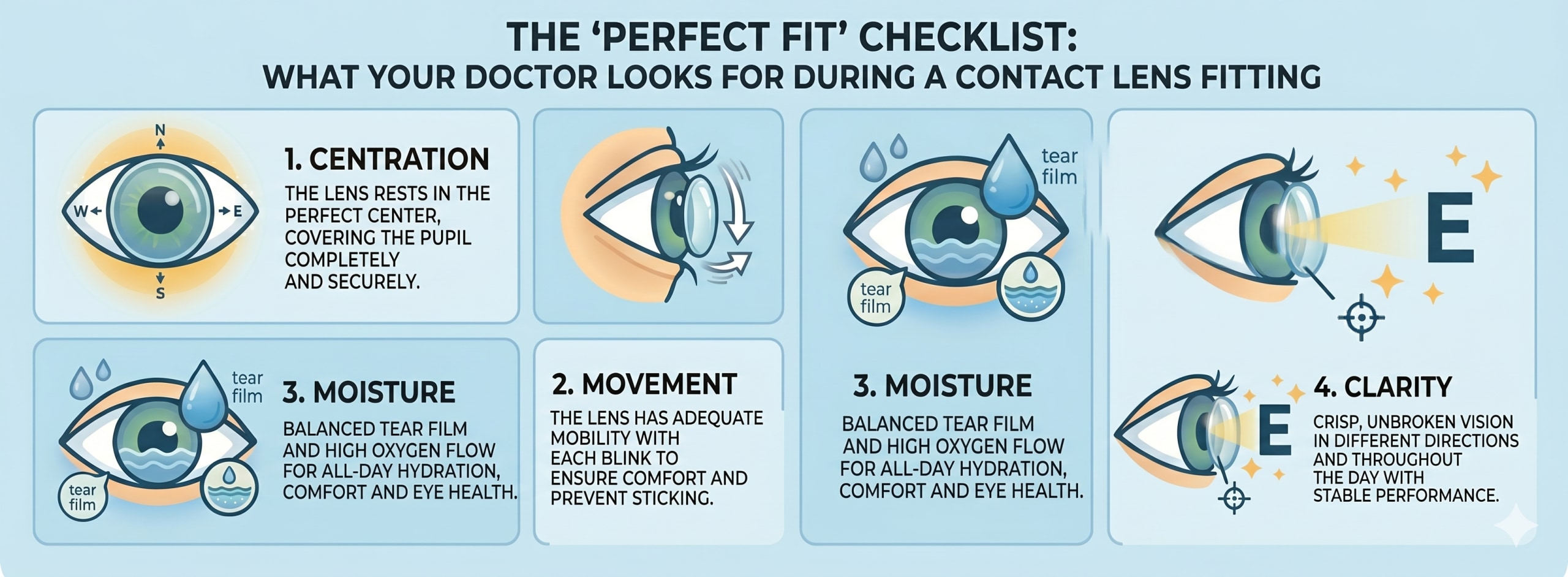 A perfect fit checklist on contact lens fitting