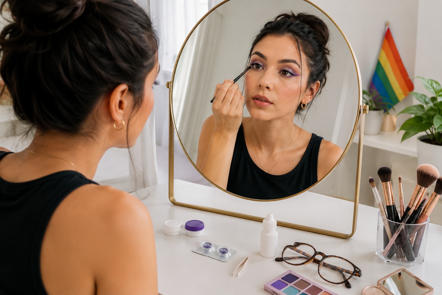 Colored Contact Lens Safety Guide: Put lenses in before makeup